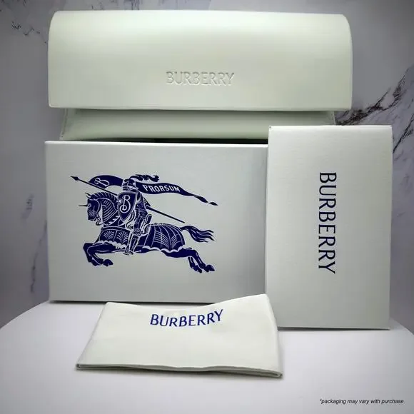 New Burberry Sunglasses Black Front Round Pantos Frame Checkered Arms Gray Lens - Picture 13 of 16